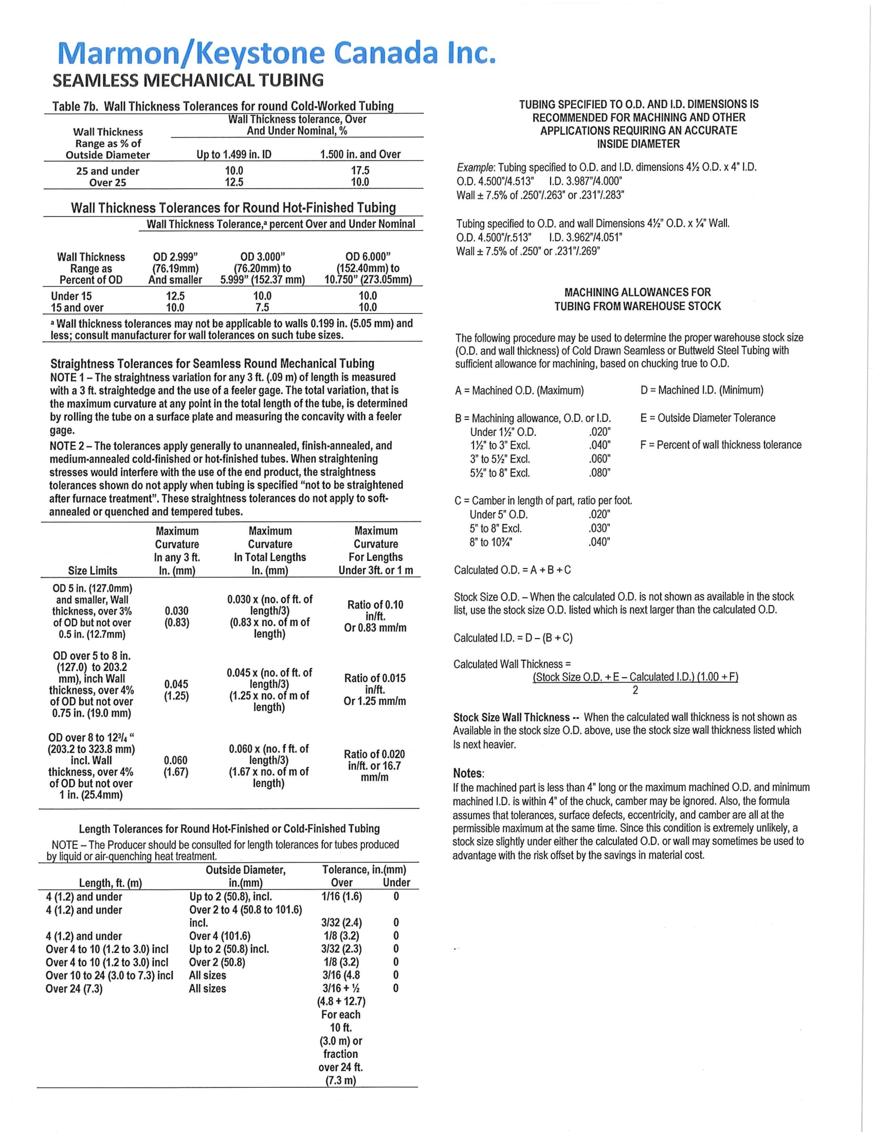 Marmon Keystone, Pipe and Tube, Drawn Over Mandress, Cold Drawn, Hot